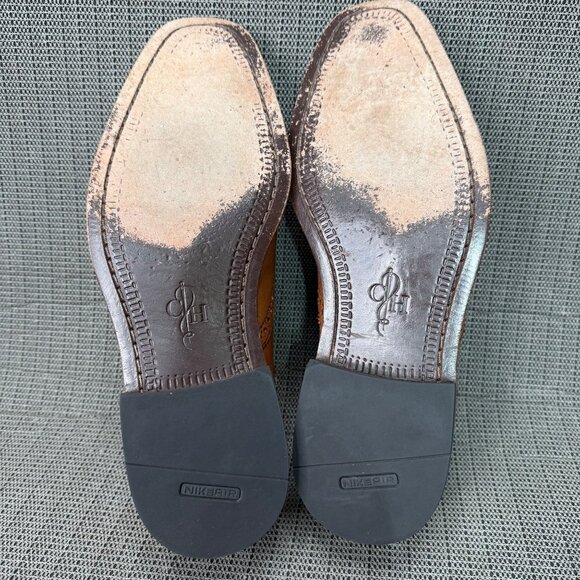 Cole Haan Mens Size 10M Tan Giraldo Wingtip Leather Oxford Shoes Brogue Detail - Picture 9 of 10